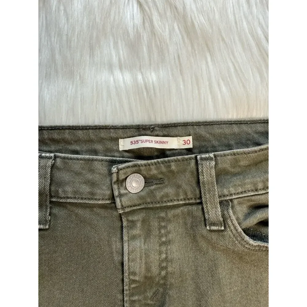 Levi’s Olive Green 30” 535 Super Skinny Denim Cut Offs